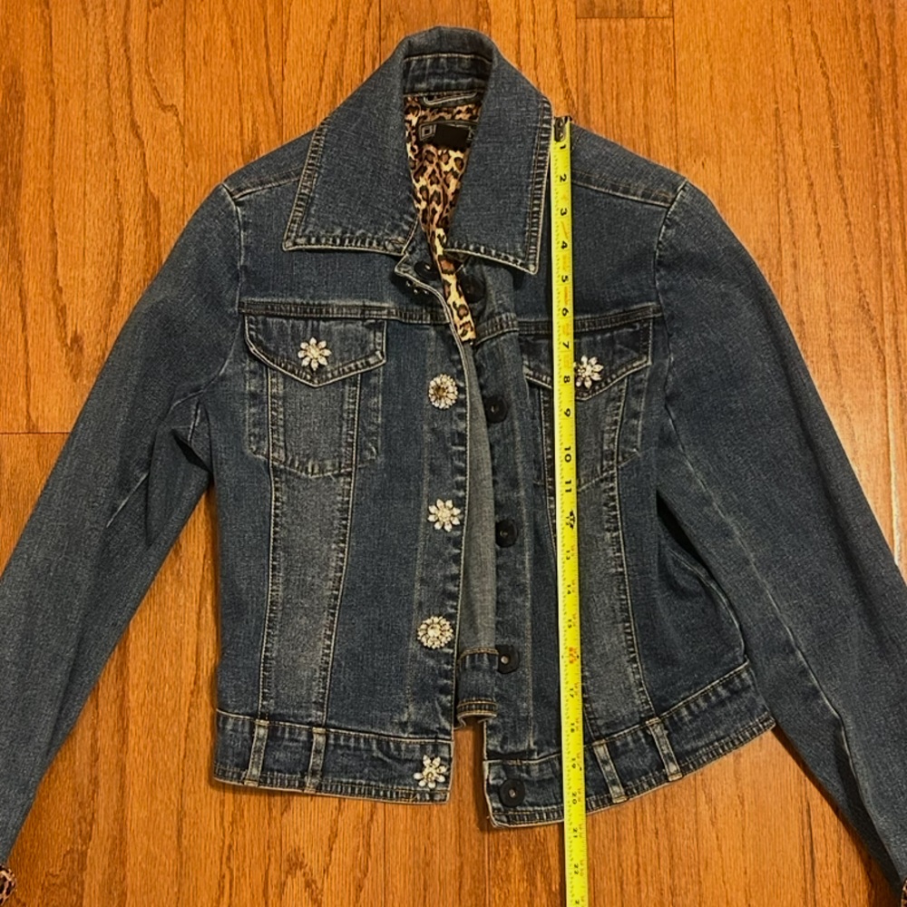 Berek Cropped Denim Jacket Leopard Lining Size S … - image 3